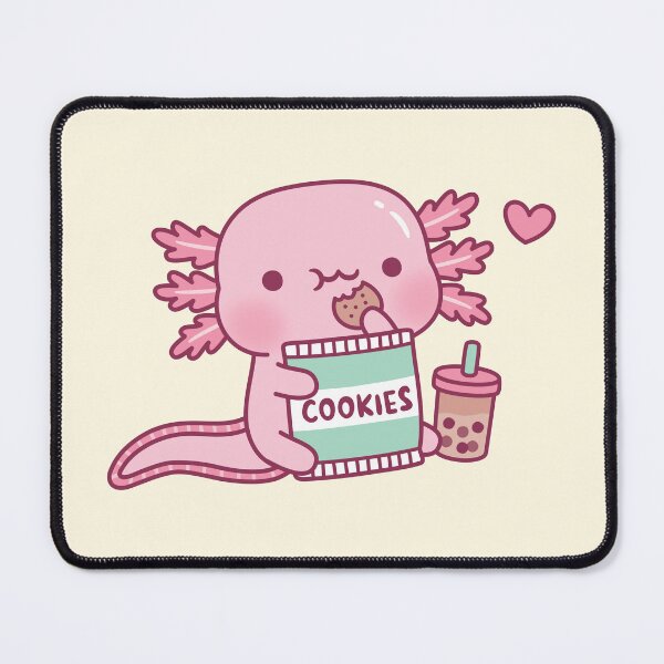 Item preview, Cute Axolotl Snacks On Cookies And Bubble Tea designed and sold by rustydoodle.