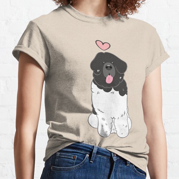 LOVE Black and White Newfie Newfoundland dog Classic T-Shirt