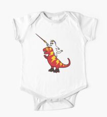 Einhorn Katze Reiten Blitz T-Rex Kurzärmeliger Einteiler