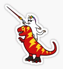 Unicorn Cat Riding Lightning T-Rex Sticker