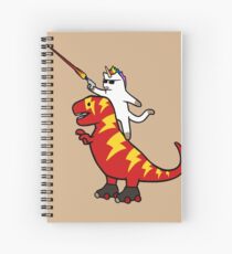 Unicorn Cat Riding Lightning T-Rex Spiral Notebook