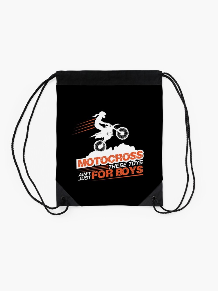 Alternate view of Motocross These Toys Ain't Just For Boys Drawstring Bag
