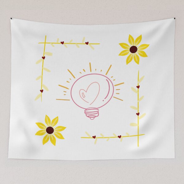 Item preview, Pink light bulb with yellow flower border designed and sold by Unaiza Khalid.
