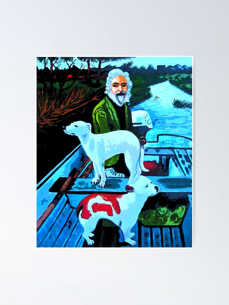 old man with dogs painting