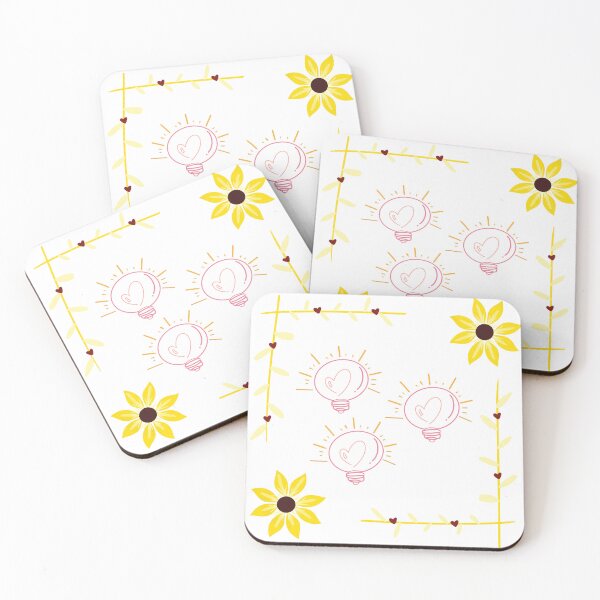 Item preview, Pink light bulbs with yellow flower border designed and sold by Unaiza Khalid.