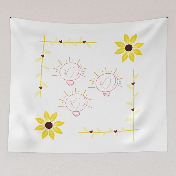 Item preview, Pink light bulbs with yellow flower border designed and sold by Unaiza Khalid.
