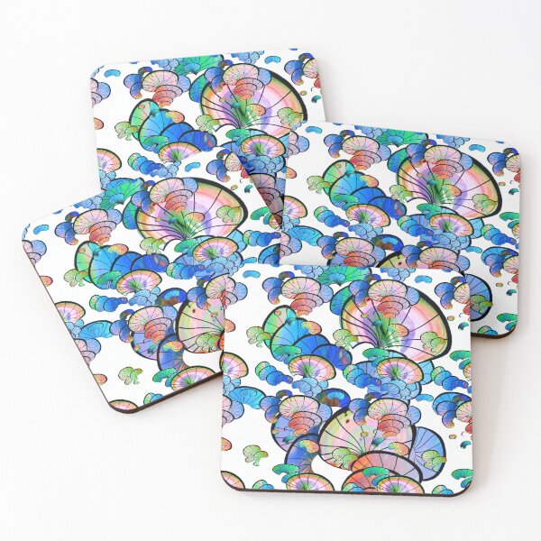 Artikelvorschau, mushrooms, gradient, multicolored, psychedelic, geometry, blue mushrooms, gradient mushrooms entworfen und verkauft von Maria Mihailova.
