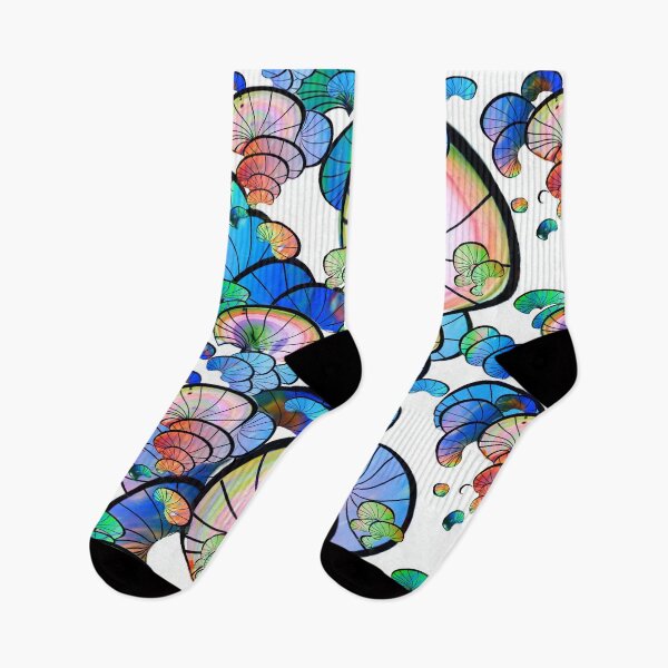 Aperçu de l'œuvre mushrooms, gradient, multicolored, psychedelic, geometry, blue mushrooms, gradient mushrooms créée et vendue par Maria Mihailova.