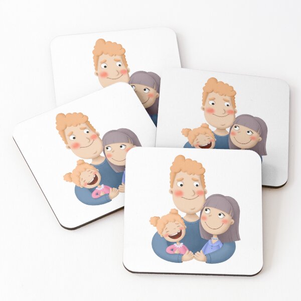 Aperçu de l'œuvre Cute cartoon picture family mom dad and little daughter créée et vendue par Kyb4ik.