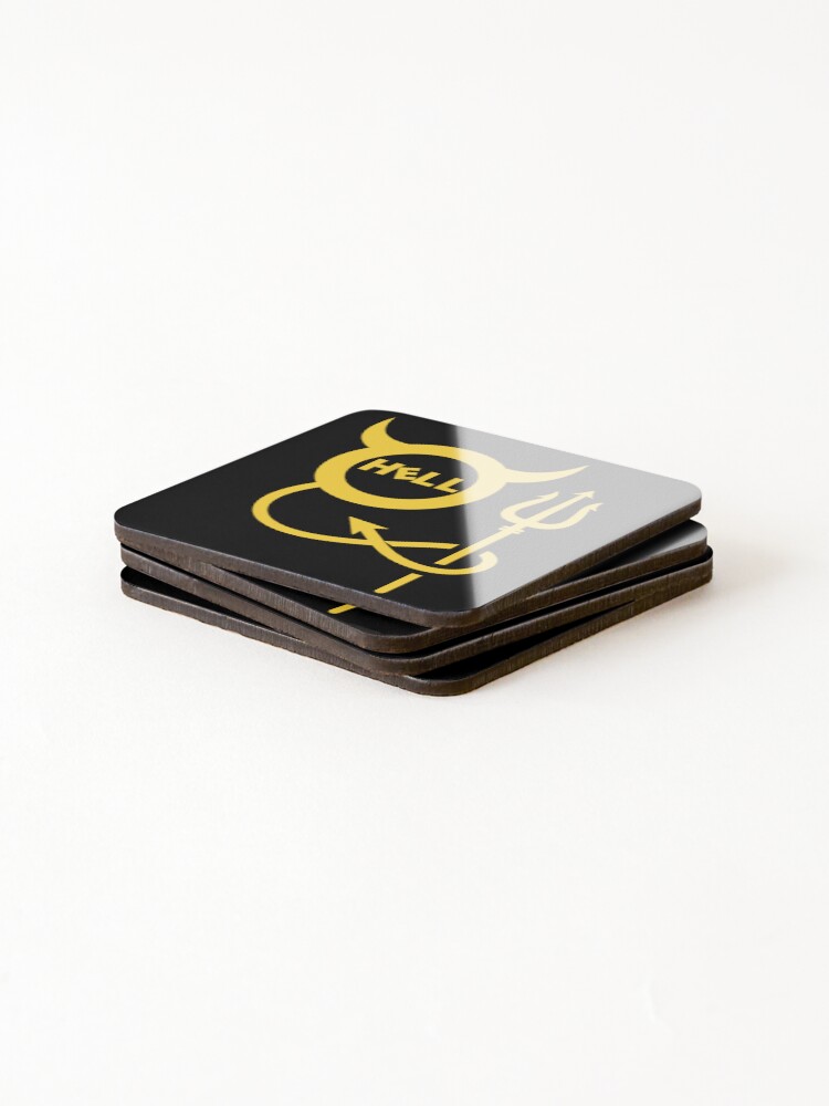 Thumbnail 4 of 5, Coasters (Set of 4), HELL Yellow [Roufxis-Rb] designed and sold by greatteesdesign.