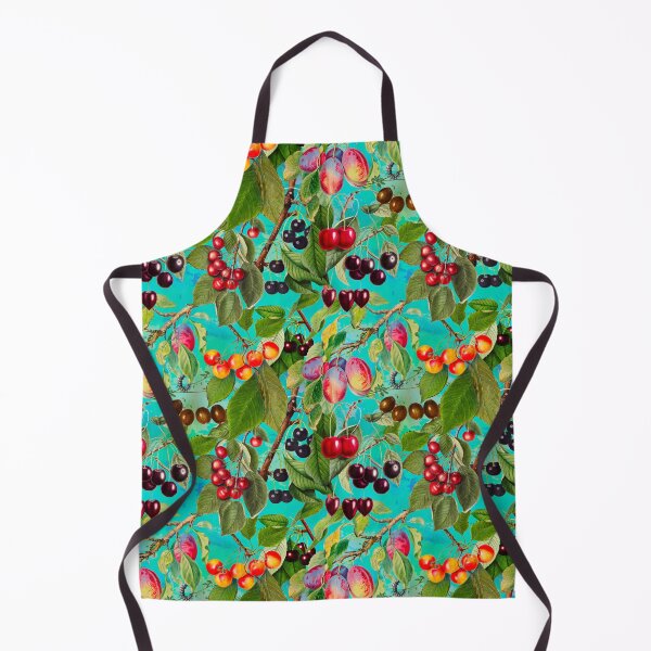 Item preview, Exotic tropical floral leaves and fruits, botanical pattern, tropical plants, blue turquoise fruit pattern designed and sold by ZeinabTaha.