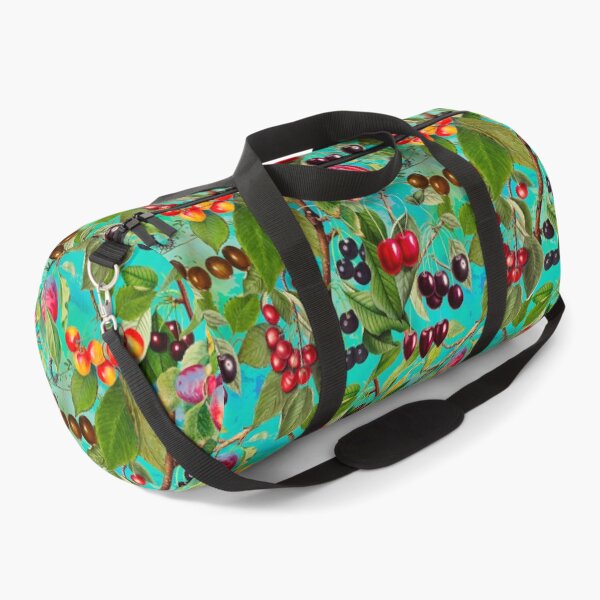 Item preview, Exotic tropical floral leaves and fruits, botanical pattern, tropical plants, blue turquoise fruit pattern designed and sold by ZeinabTaha.