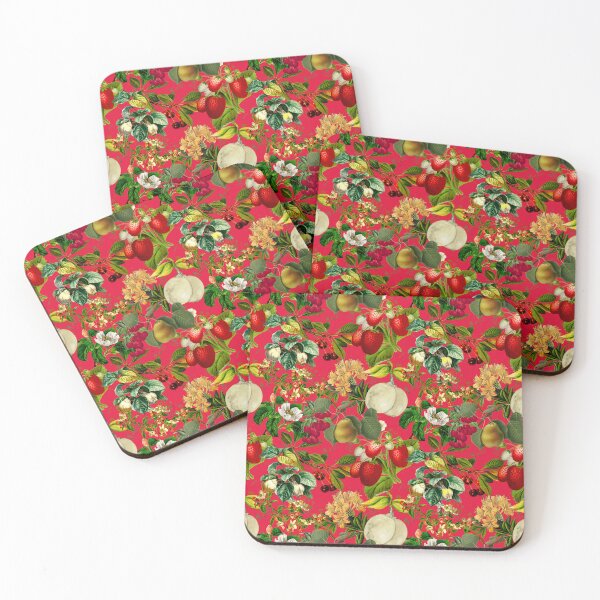 Item preview, Vintage fruit garden pattern, strawberries, vintage botanical, fruit pattern, red floral illustration   designed and sold by ZeinabTaha.