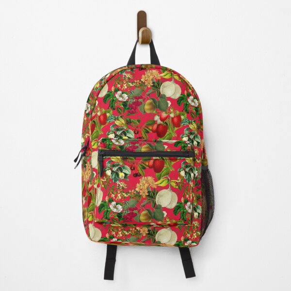 Item preview, Vintage fruit garden pattern, strawberries, vintage botanical, fruit pattern, red floral illustration designed and sold by ZeinabTaha.