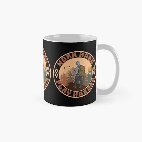Item preview, Hiker at the Summit Work Hard Play Harder Backpacker designed and sold by CharJens.