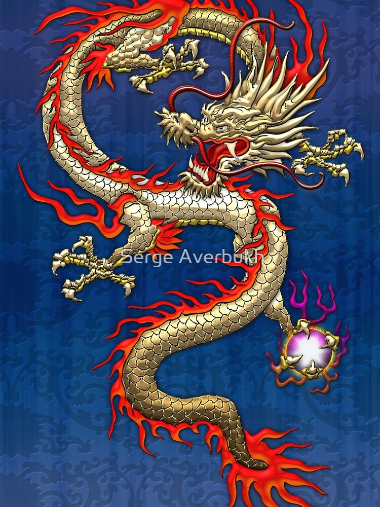 Golden Chinese Dragon Fucanglong on Blue Silk" A-Line Dress for Sale by  Captain7 | Redbubble