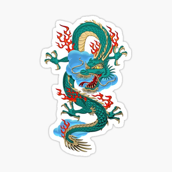 Artikel-Vorschau von Die großen Drachengeister - Türkis Dragon auf roter Seide, designt und verkauft von Serge Averbukh Art Studio.