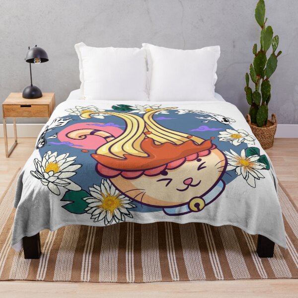 Aperçu de l'œuvre Japanese Cat with Koi Carp and Lotus Flowers créée et vendue par SystemLion.