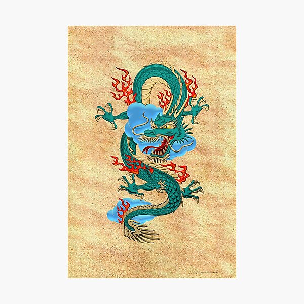 Artikel-Vorschau von Die großen Drachengeister - Türkis Dragon auf Reispapier, designt und verkauft von Serge Averbukh Art Studio.