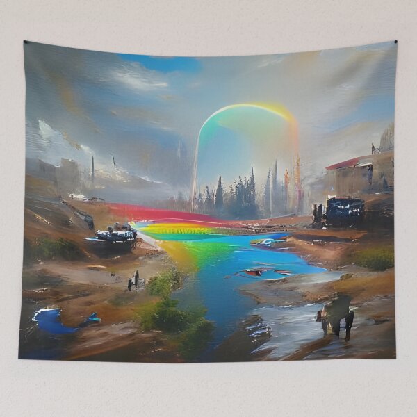 Aperçu de l'œuvre AI Generated Art, The world is a rainbow oil paint créée et vendue par ACC .