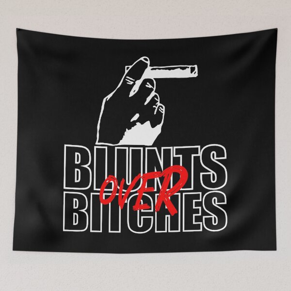 Item preview, Blunts over bitches-  Funny Blunt Cannagar Smoker-  420 Stoner Design-  Red designed and sold by YomeHayin.