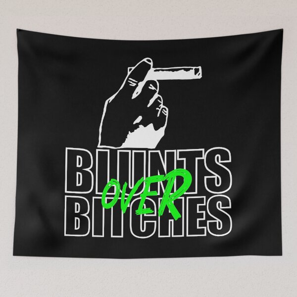 Item preview, Blunts over bitches-  Funny Blunt Cannagar Smoker-  420 Stoner Design-  Green  designed and sold by YomeHayin.