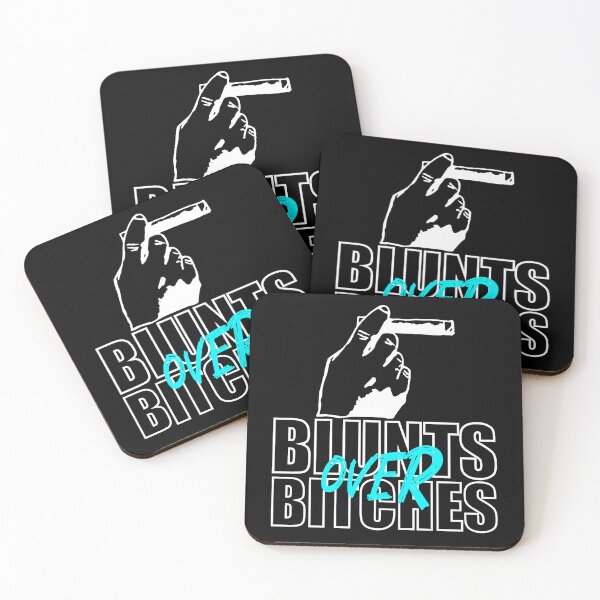 Item preview, Blunts over bitches-  Funny Blunt Cannagar Smoker-  420 Stoner Design-  Blue designed and sold by YomeHayin.