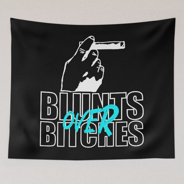 Item preview, Blunts over bitches-  Funny Blunt Cannagar Smoker-  420 Stoner Design-  Blue designed and sold by YomeHayin.