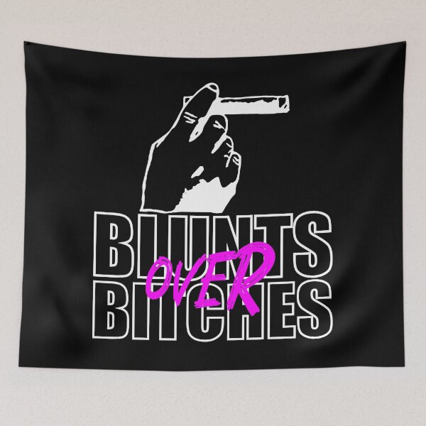 Item preview, Blunts over bitches-  Funny Blunt Cannagar Smoker-  420 Stoner Design-  Pink  designed and sold by YomeHayin.