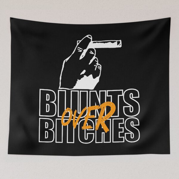Item preview, Blunts over bitches-  Funny Blunt Cannagar Smoker-  420 Stoner Design-  Orange  designed and sold by YomeHayin.