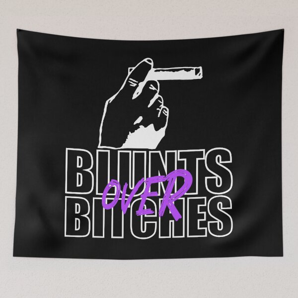 Item preview, Blunts over bitches-  Funny Blunt Cannagar Smoker-  420 Stoner Design-  Purple  designed and sold by YomeHayin.