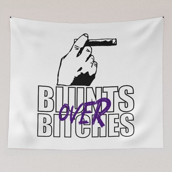 Item preview, Blunts over bitches-  Funny Blunt Cannagar Smoker-  420 Stoner Design-  Purple  designed and sold by YomeHayin.