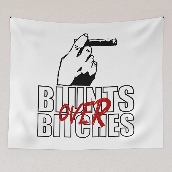 Item preview, Blunts over bitches-  Funny Blunt Cannagar Smoker-  420 Stoner Design-  Red designed and sold by YomeHayin.