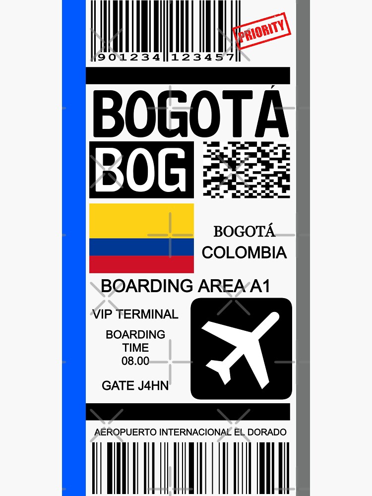 "Bogota Colombia travel ticket" Sticker by JDWalkerco Redbubble