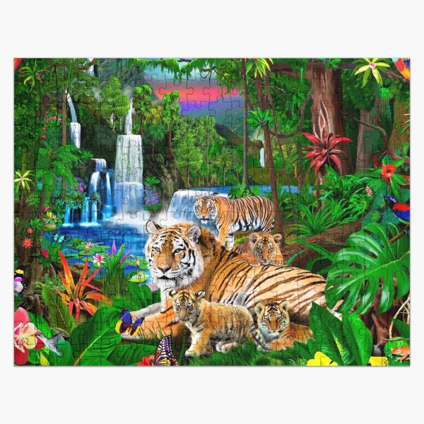 Vista previa del artículo con la obra «Tigres del bosque tropical», diseñado y vendido por GeraldNewtonArt.