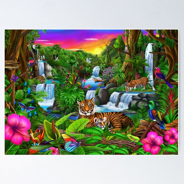 Vista previa del artículo con la obra «Dominio tropical del tigre», diseñado y vendido por GeraldNewtonArt.