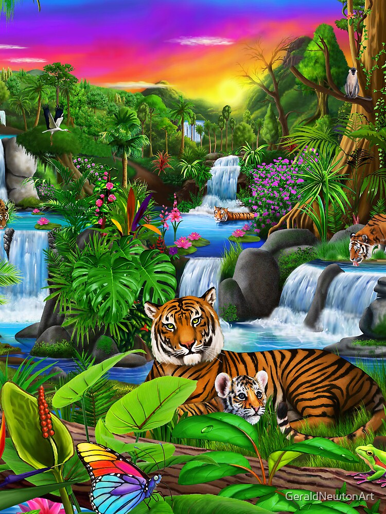 Tiger's Tropical Domain by GeraldNewtonArt
