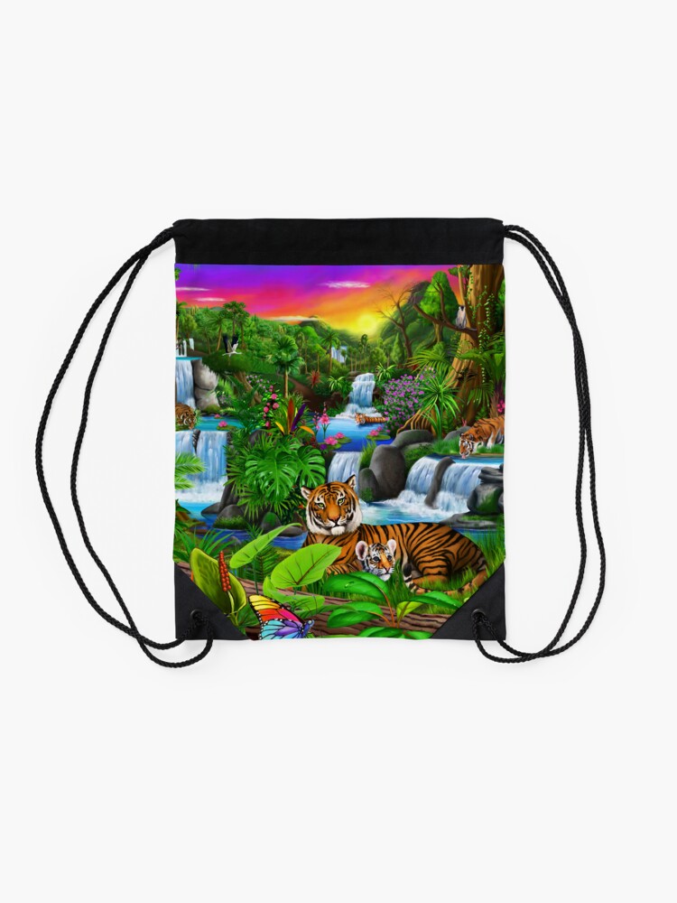 Alternate view of Tiger's Tropical Domain Drawstring Bag
