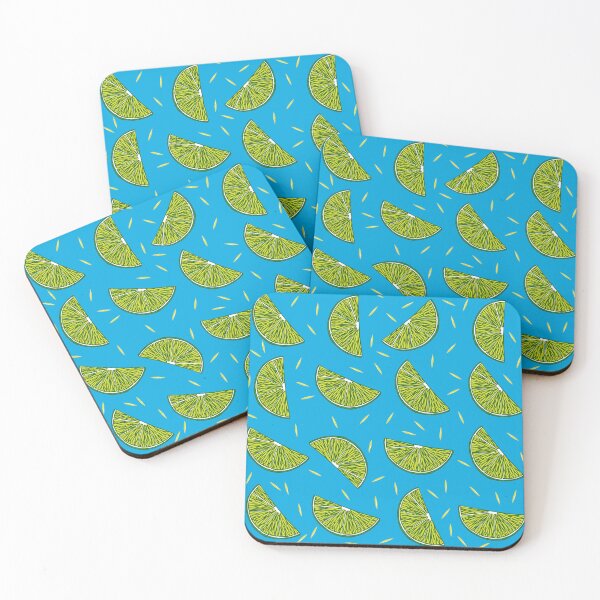 Item preview, Pattern with lime slices on blue background designed and sold by hmorena.