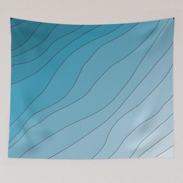 Aperçu de l'œuvre Abstract Wavy Line Art Blue Gradient 02 créée et vendue par PAPER MOON art & design.