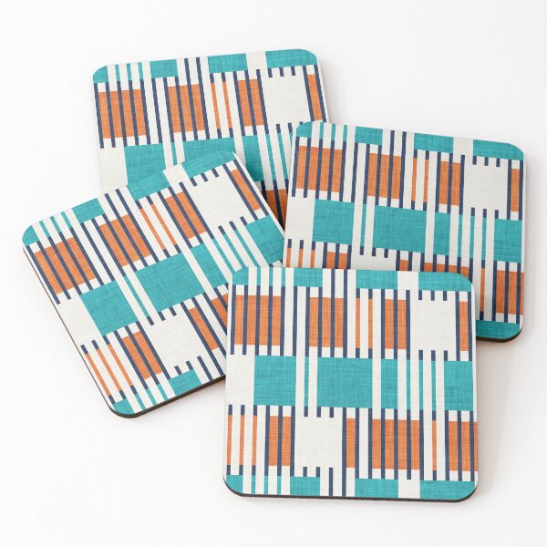 Artikelvorschau, Bold minimalist retro stripes // midnight blue orange and peacock blue geometric grid entworfen und verkauft von SelmaCardoso.