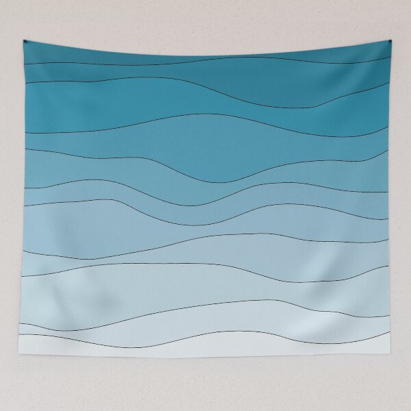 Aperçu de l'œuvre Abstract Wavy Line Art Blue Gradient 04 créée et vendue par PAPER MOON art & design.