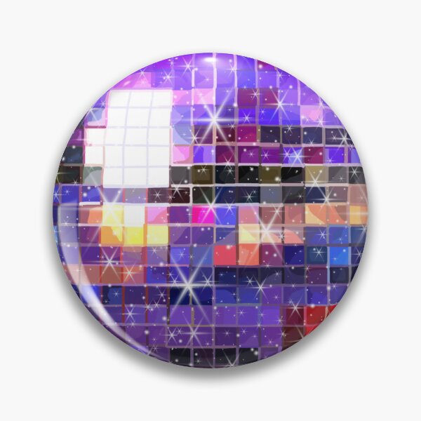 Badge for Sale avec l'œuvre « Boules Disco Argentées » de l'artiste  newburyboutique