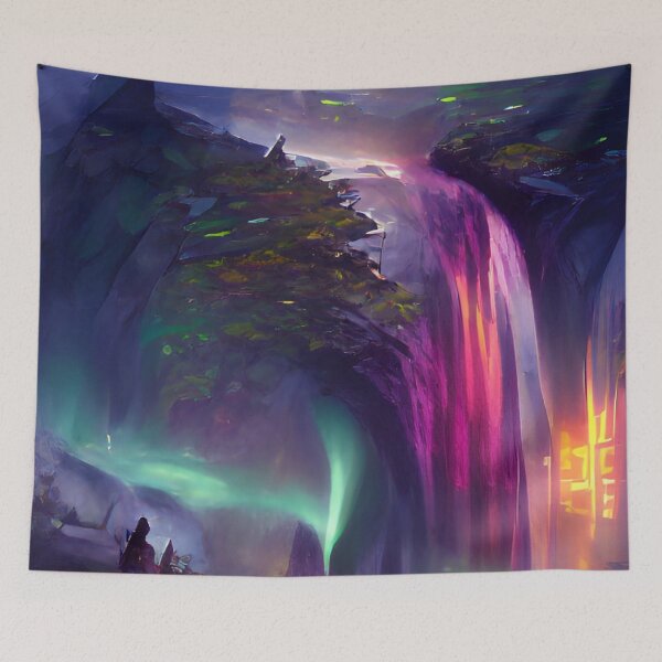 Item preview, Northern Light Waterfall | Artificial Inteligence Generated Art designed and sold by AllAboutAI.