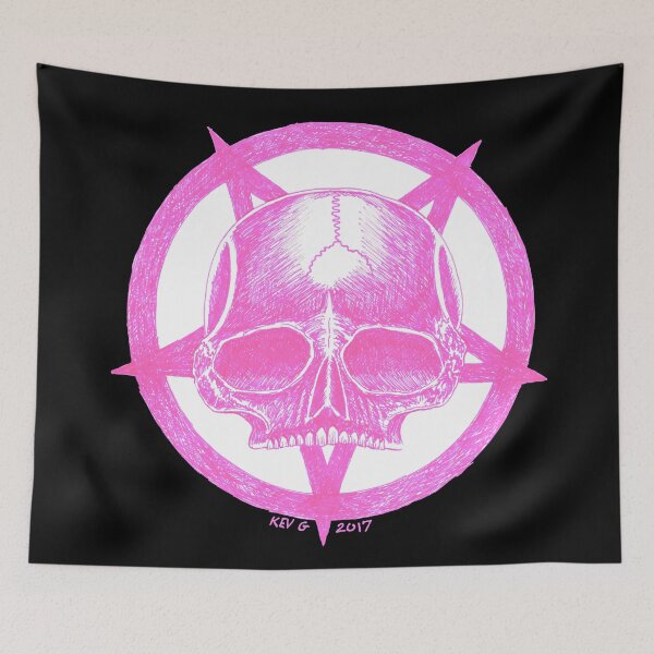Item preview, PINK PENTAGRAM SKULL - Art By Kev G designed and sold by ArtByKevG.