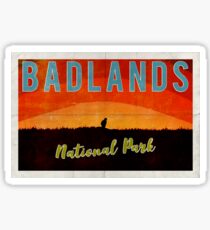 Badlands National Park - Prairie Dog Sunrise - Vintage Design Sticker