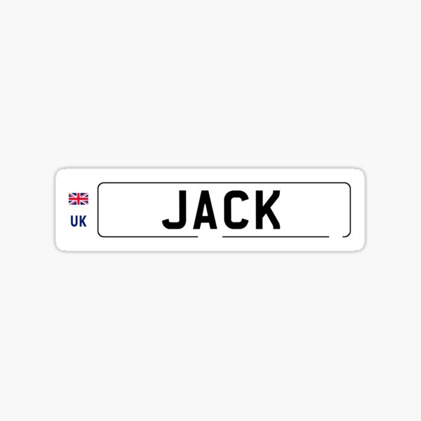 "UK License Plate Jack" Sticker for Sale by customplates Redbubble