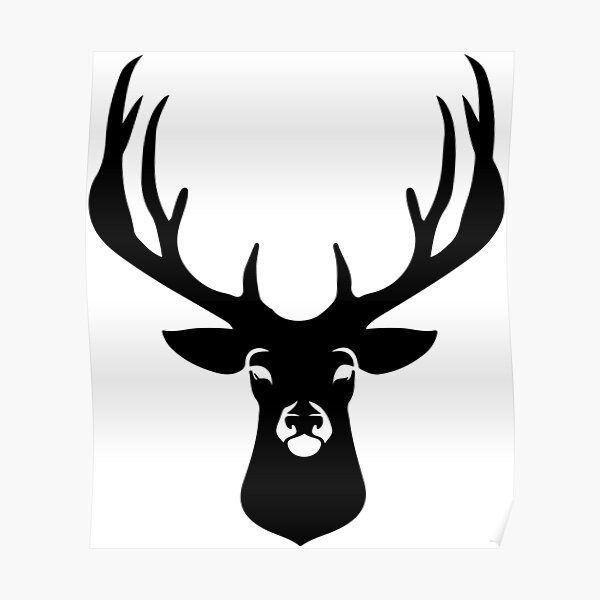 "Dear head with horn silhouette drawing" Poster for Sale by