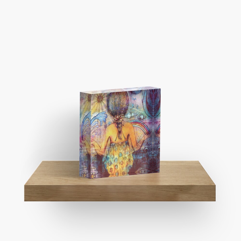 Rainbow Meditation Acrylic Block
