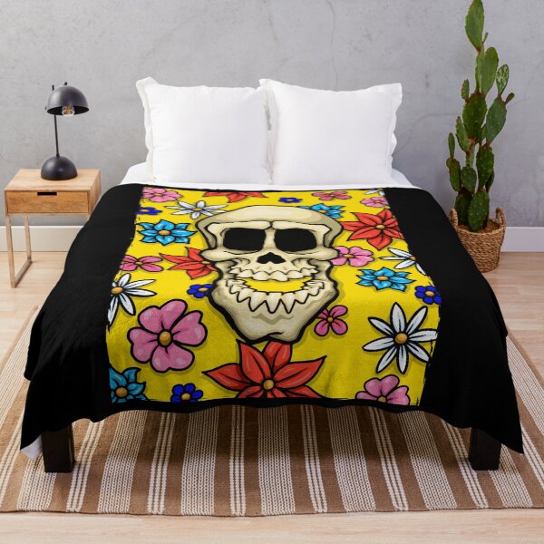 Item preview, Skull Garden with Bright Flowers designed and sold by LaughinBones.